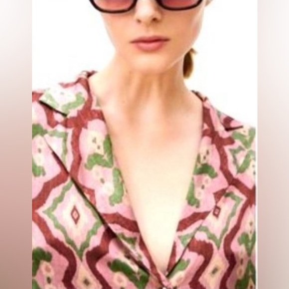 Zara Printed Flowy Shirt made in Morocco size XL - Picture 9 of 9